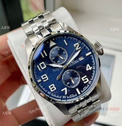 Replica IWC Big Pilot's Watch Monopusher Edition Le Petit Prince Stainless steel Blue Arabic Dial